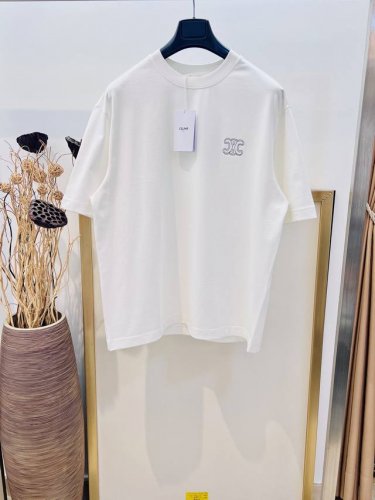 Size：S M L Xl 阔版黑白两色 男女同款 1973538250081 Cel*Ne 赛琳 2025Fw春夏系列 镂空刺绣立体破坏Logo字母 重磅纯棉