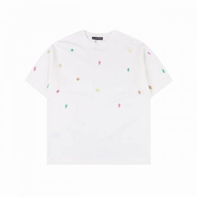 chrome Hearts 克罗心 25Ss 彩色铆钉十字架镶嵌短袖 奢华暗黑高街 哈雷摇滚朋克精神 彩色铆钉十字架组合 全手工镶嵌制作 沉甸甸的质感 无一不彰