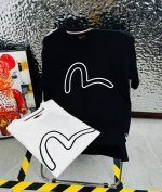 evisu 福神2025夏季新款印花休闲宽松情侣款 短袖T恤Dt1039 细节:版本一比一复刻，吊牌 领标 水洗 包装袋。 面料：采用40织双纱320克面料，原