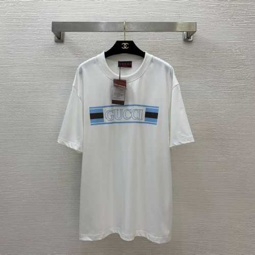 款号D25031835 男女同款Gucc*高端定制横版字母Logo徽标宽松显瘦休闲圆领Pt恤P！黑色、白色， M码：肩宽52，胸围114，袖长23，衣长74