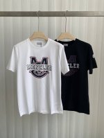 Mon&Cler 25春夏新品字母印花标识短袖T恤，定制80支双股丝光棉面料；黑色 白色 S～Xxxl 可定制4Xl、5Xl