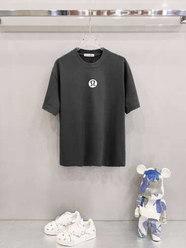 lululemon 露露乐蒙 320克圆领短袖T恤 磨烂领口工艺经典发泡印花Logo小标 官方同步 1:1原版开模 时尚个性 百搭潮流 纯原品质 原版洗水面料