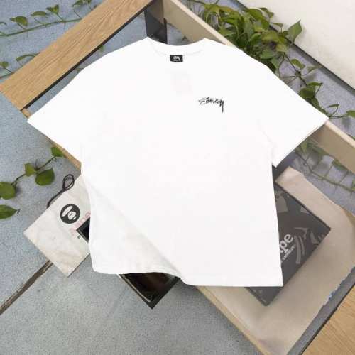 上新80 款号：Bm148 2025新款Stussy斯图西红宝石水晶图案字母Logo印花休闲情侣宽松短袖T恤，经典永远不会过时、人手必备款，250G纯棉精梳棉不