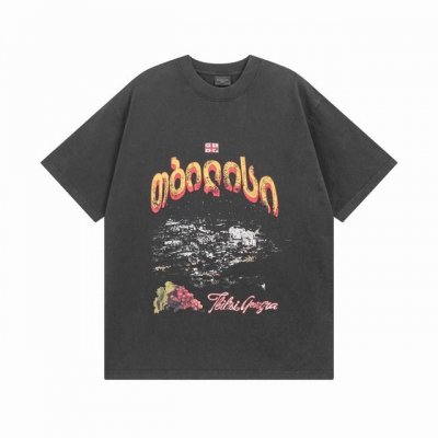 balenciaga 巴黎世家2025 Ss 最新款 格鲁吉亚品第比利斯白墨直喷印花洗水磨烂做旧短袖T恤 本市场No.1的质量 真正天花板品质 全部原版开发注意