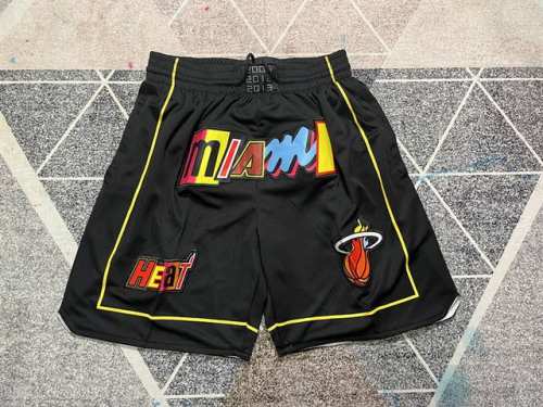 款号K45 顶级刺绣版本 Just Don Nba Miami Heat Team Shorts 贾斯顿 Nba 迈阿密热火队23赛季 黑色刺绣球裤 篮球短裤