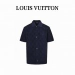 Louis Vuitton 路易威登 25Ss 暗纹棋盘格毛巾布短袖衬衫 定制全棉进口路威毛巾绒提花面料，红外线定位裁床 通过红外发射器和红外接收器来实现对材料