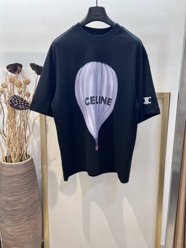 Size：S M L Xl 阔版黑白两色 男女同款 Cel*Ne 赛琳 2025Fw春夏系列旅行热气球直喷印花配以经典凯旋门印花重磅纯棉配以廓形宽松版半袖T恤