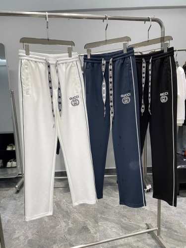 Gu25Ss早春新款优质空气棉布抽绳休闲裤，男女同款经典双G标识刺绣运动休闲长裤！贸易公司渠道稀出，同步官网发售！25年早春时尚有型的休闲裤，很百搭的基础款，情