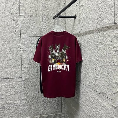 gvc*纪梵*希2025春夏新款 字母印花 后背猎狗印花 定制双纱平纹纯棉面料 短袖T恤 男女同款 颜色 安哥拉红 黑色 白色 尺码 S 90-130斤 M 1