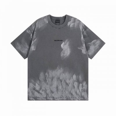 Balenciaga 巴黎世家2025 Ss 前后字母Logo刺绣手绘涂鸦洗水磨烂做旧短袖T恤 本市场No.1的质量 真正天花板品质 全部原版开发注意细节图 避