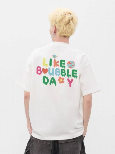 260G重磅纯棉 Nike 耐克 Nk “Like Bubble Day”潮酷星球 涂鸦花朵 短袖T恤 男女同款 半袖 情侣款 面料工艺： 1.260G重磅纯棉