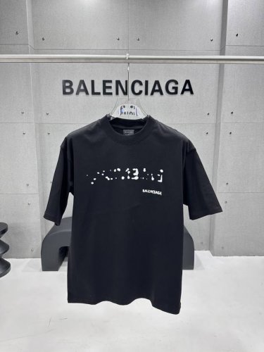 纯原臻品 原版复刻 balenciaga巴黎世家Blcg 25S S新品 模糊阴影斑驳标语字母印花Logo 复古做旧高街情侣短袖T恤 男女同款 -全新天花板级别