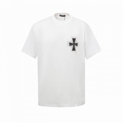 Chrome Hearts 面料：100%棉 Chrome Hearts*克罗心 采用300克双纱面料，1*1索罗娜罗纹， 进口数码白墨前后直喷叠加印花贴布绣工