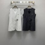 di*25Ss 性感气质V领隐形扣子设计竖条马甲外套 ，高级面料，颜色:图片2色，面料：亚麻面料 Smlxl