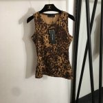 款号20250920 DG*新款 金属logo装饰豹纹印花修身背心，咖色，S-XL， M码；胸围82，衣长58