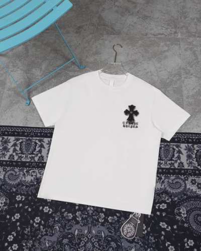 款D02 克罗心 高品质 Chrome Hearts 克罗心 2025春夏最新基础短袖T恤，喷马溜 重工贴布绣洗水 潮流感十足定染纯棉面料320克，Os版型 颜