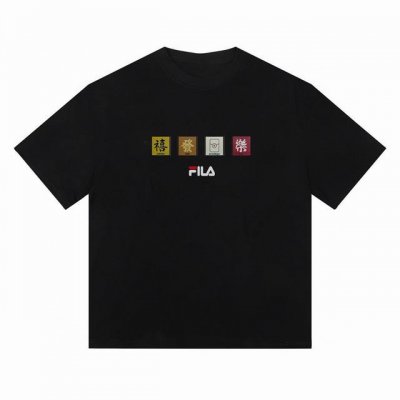 斐乐限定印花款短袖T恤 情侣限定款高版本 Fila Fusion斐乐潮牌短袖T恤2025夏季新款宽松印花情侣短T男女 甜酷高级情侣Look已加载完成，面料采用3