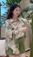 重磅100%苎麻衬衣！时尚百搭显瘦晕染衬衫清冷松弛感轻熟御姐穿搭套装春夏新款印花衬衫Smlxl