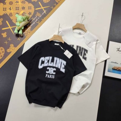 尺码S-Xl经典爆款 2025夏季新品赛琳Celine字母印花短袖T恤 轻奢主义 男女日常通勤穿搭必备单品 正确版本 欢迎对比 详细特征 320克 % 纯棉双纱