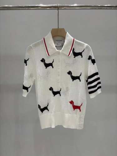 上新 1:1品质 Thom Browne 2025夏季新款 Polo领小狗图案针织短袖上衣 码数：Sml