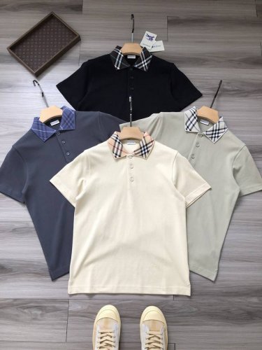 顶级版本！ 巴宝家｜Burberr*Y Fw25 四色格纹翻领男女商务休闲polo衫. 颜色：米白 抹茶绿 灰色 黑色. 尺码：S M L Xl Xxl. 材质
