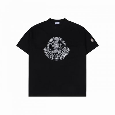 Moncler 蒙口 25Ss 重叠Logo印花短袖 采用60支双纱精梳纯棉爽滑手感，纯棉不起球不起毛，面料厚度260克重，单件重量280克左右！质量保证、原厂