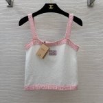 款号D25041146 Miumi*缪家新款 胸前Logo徽标装饰撞色边拼接性感时尚露肚脐针织小吊带抹胸内搭上衣！ M码：胸围72，衣长45
