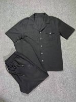 上衣 长裤 新品 Lp麻料套装衣服Ly681402025长裤Ly681402025 25Ss春夏新品套装polo短袖+卫裤进口棉麻面料 内里包边走线均匀细致 密