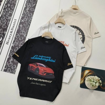 尺码Xs-L掌柜推荐Balenciaga 巴黎世家2025 Ss 最新联名兰博基尼Lamborghini前后面 左右袖直喷印花短袖T恤 本市场No.1的质量 真