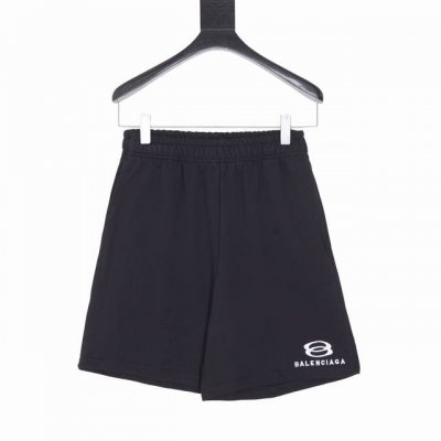 款号Y725 Balenciaga 巴黎世家 24Ss 双环字母刺绣短裤 面料26S精棉鱼鳞卫衣毛圈480克，工艺进口百灵达机台绣花，进口Coats绣花线，原料