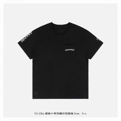 本地自取：210 chrome Hearts/克罗心 25Ss 竖排十字花镞印花短袖 面料采用190克重精梳棉，定制32支1*1螺纹，成衣两遍水洗处理，面料舒适