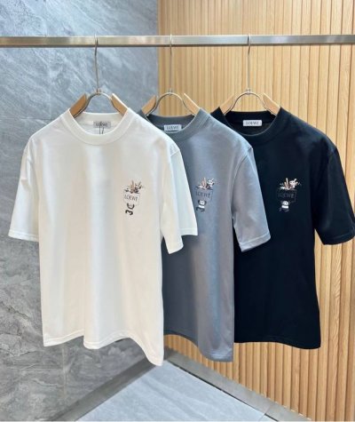 Loewe 罗意威 2025春夏新品 三标齐全 圆领纯棉短袖T恤 好货不用过多介绍 看细节 专柜码数：M-Xxxl 175 140建议L