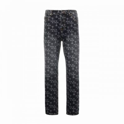 chrome Hearts 克罗心双面满印满Logo提花暗花重工牛仔裤 真实还原Vintage极致质感 意产特种牛皮印花再切割 订制羊皮三层粗线帖皮 整体拼接在