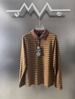 特价 可退换 Chrome Hearts克罗心条纹长袖polo衫 提花针织的工艺加上三颗质感十足的银扣很出彩，面料介于毛巾料和棉之间非常舒适。 现货Sml
