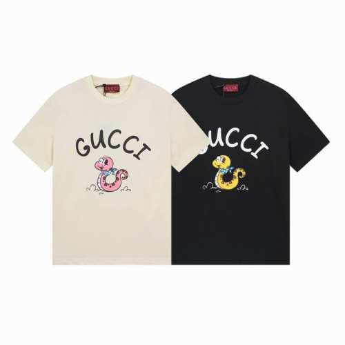 P90 Gucci*古奇*280克重磅纯棉T恤厚实透气宽松版型 印花工艺Logo设计 春夏新款圆领时尚短袖T恤 贴肤舒适，耐看又好穿 原厂工艺一丝不苟，休闲百搭