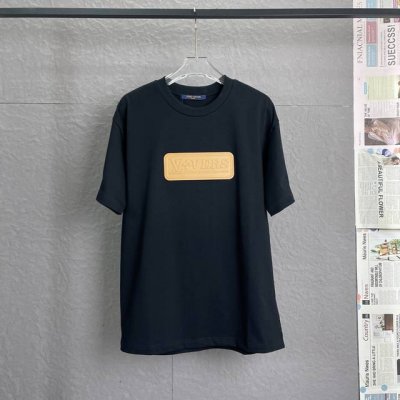 A36 louis Vuitton路易威登Lv 300高克重 高端工艺 立体字母皮章 独家专供新款原单男士休闲短袖 高端定制 高版本 时尚百搭爆款 进口面料 手