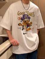 a355# 耐克 Nike 加菲猫潮牌 休闲宽松短袖T恤 男女同款 情侣款 面料工艺： 1.2 G重磅纯棉，100%棉，恰到好处的克重，上身有型不显轻飘，也不厚
