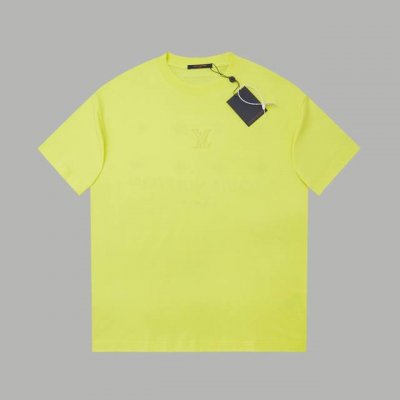LV 25Ss早春新款 刺绣Lv字母短袖 轻奢主义 男女日常通勤穿搭必备单品 正确版本 欢迎对比 详细特征 320克 % 纯棉双纱汗布面料 同缸定染特种加粗32