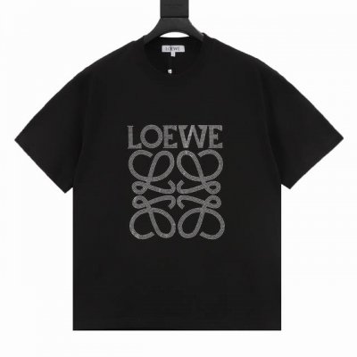 Loewe 罗意威 烫钻短袖 妥妥的纯欲天花板本命黑T 烫钻搭配黑Tsao里Sao气有点小高级 纯棉260G双纱面料 三标水洗齐 万能黑T回头率百分百男女同款