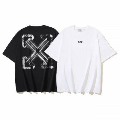1123# Off-White纯棉260G重磅格子箭头Off印花短袖T恤 黑色 白色 S M L Xl