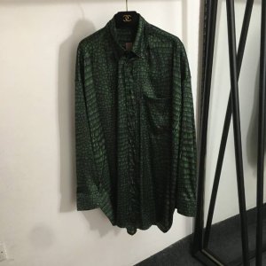 款号20253257 Balenciag*新款 鳄鱼纹印花气质长袖休闲衬衣 绿色 Sml S码 肩宽63 胸围,140 袖长54 衣长84-89