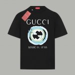 Gucci 古驰 官网同款 涂鸦双环大Logo字母 印花双纱纯棉短袖 - 280G双纱纯棉顶级面料 手感柔软 百分百纯棉独家出货 定染硫化黑无尘处理面料 -面料