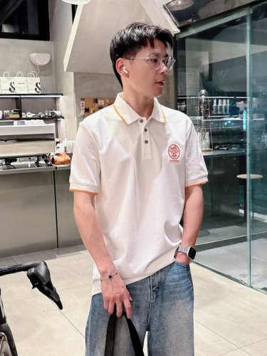 爱马仕 2025春夏新款polo领短袖系列。精选顶级丝光珠地棉面料，三标齐全！时尚大牌元素Logo工艺设计，上身版型超赞，面料细腻舒适透气，随意搭配都超级好看时