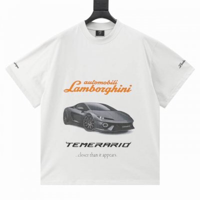 Balenciaga 巴黎世家 兰博基尼赛车短袖 原版购入，采用特定重磅16S230G精棉平纹针织定染对色面料，定织十字拉架罗纹对板同缸染色确保无色差，遵循原版