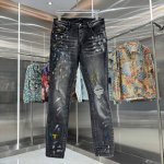 Amiri 破洞涂鸦工艺街头潮流修身小脚弹力牛仔裤 颜色 黑色 码数 30 32 34 36 38