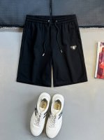 pra25Ss春夏新款黑色斜纹棉布抽绳短裤，男士反光字母标识印花时尚休闲短裤五分裤！贸易公司渠道稀出，领先官网发售！p家全新反光标识短裤以其独特的设计、精选的面