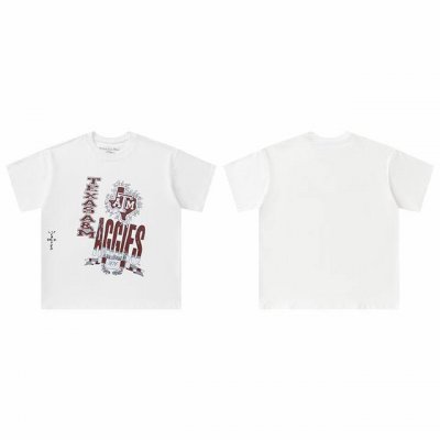 t8815 顶级品质 Travis Scott X Mitchell X Ness Texas Am Aggies Hand-Drawn短袖 做工精美 走线流畅