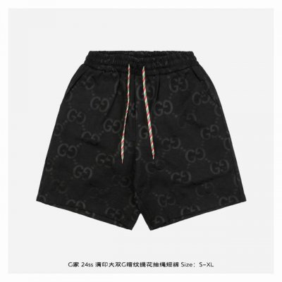 gucci 古驰 24Ss 满印大双G暗纹提花抽绳短裤 满印提图花裤，百搭神裤，搭配腰部绳抽松紧腰带意随调节大小，灵感源自八十年代复古，定制面料，官方同款，同缸
