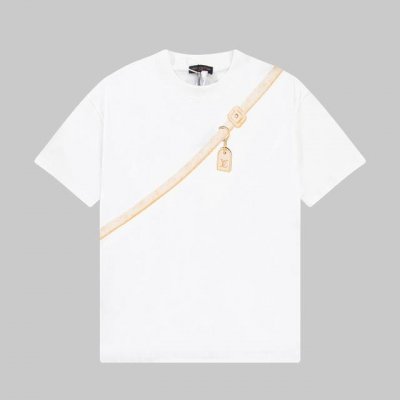 上新款号 B191 louis Vuitton 路易威登 秀场限定斜肩挎包图案压花短袖T恤 定制260克同缸染面料 手感非常舒服 春夏最新砖柜同步 Os落肩版型