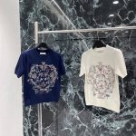 P310 Ｄ家 2025早春新款 刺绣森系针织短袖！胸前花体字母森系自然风格刺绣图案 打造仙气中不失休闲的个性风格 品牌高级设计感拉满 单穿内搭都出彩时髦！两个